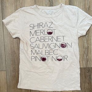 Wine Varietal Graphic Tee in Light Cream with Burgundy Accents